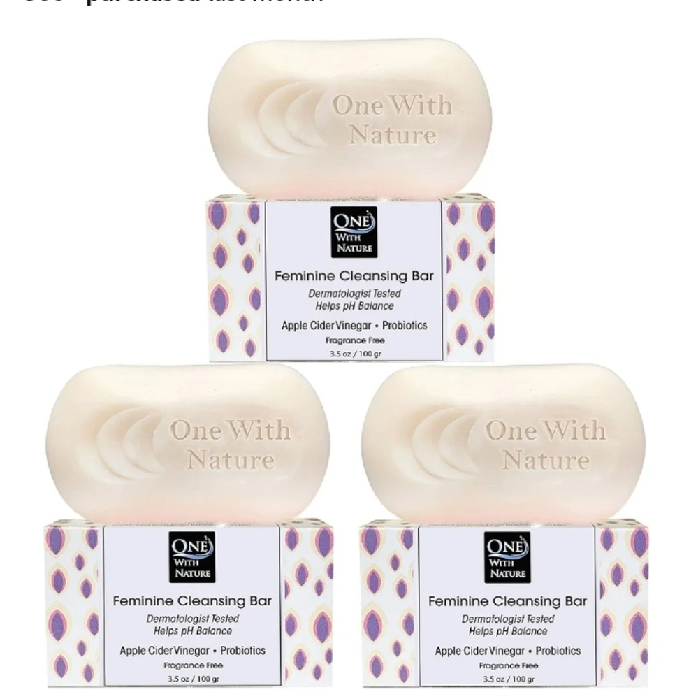 3 X One With Nature Down There Feminine Cleansing Fragrance-Free Soap Bars